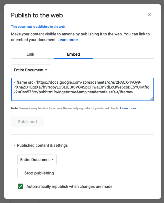 How To Embed Specific Cells Range When Embedding A Google Spreadsheet 