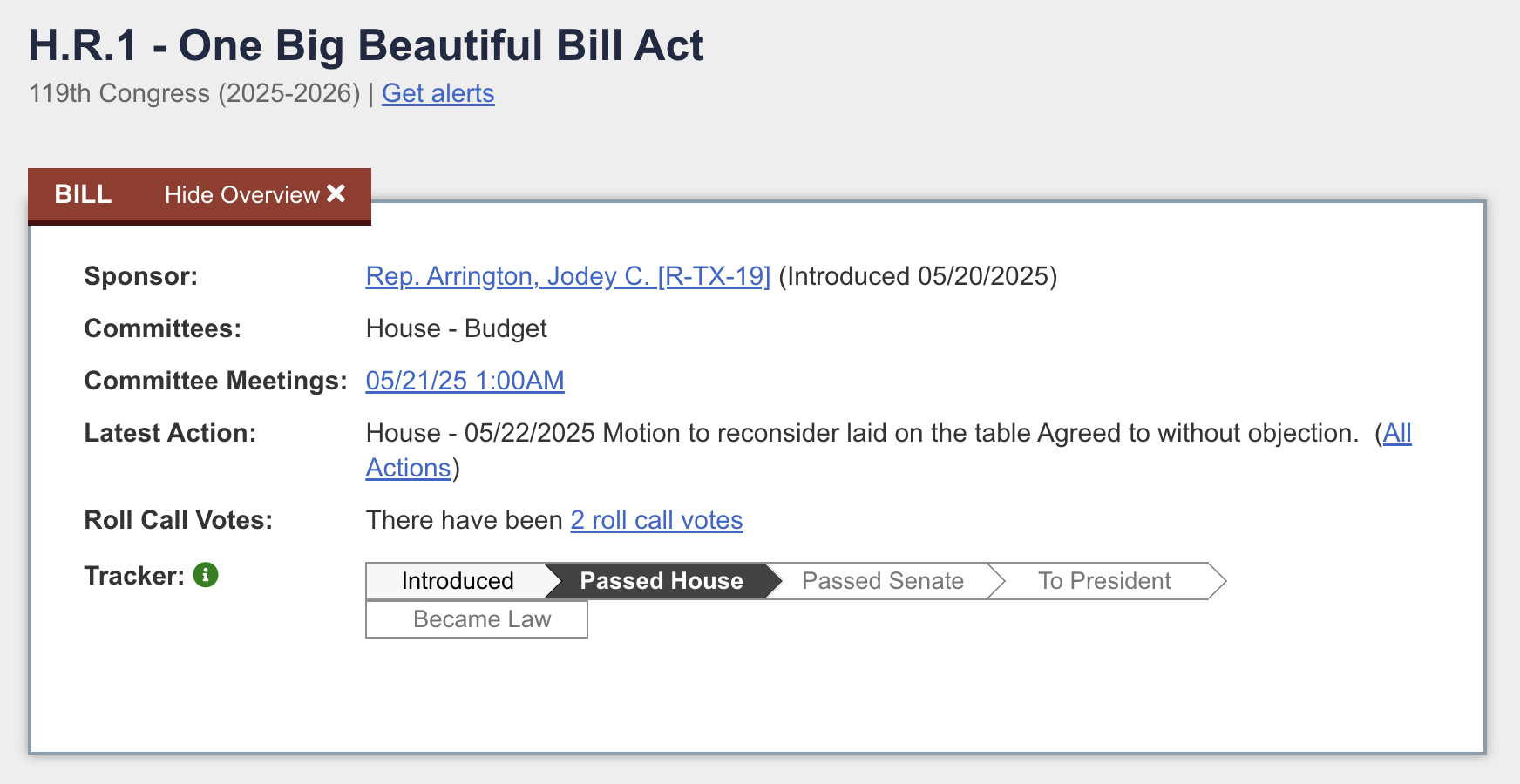 H.R.1 One Big Beautiful Bill Act Trump screenshot